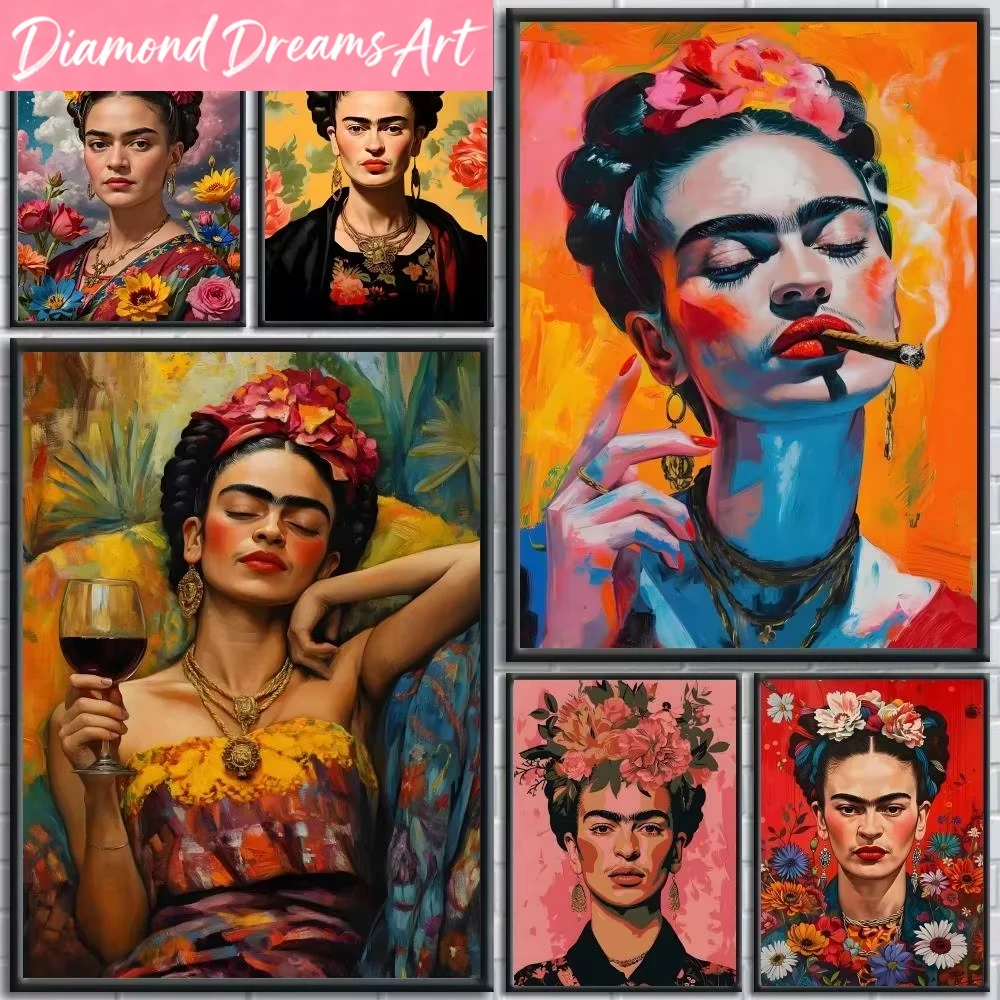 Resin Art Wallpaper - Rahmenlose Frida-Kahlo-Stil Anime Diamantmalerei für Heim-Schlafzimmer-Wanddekoration