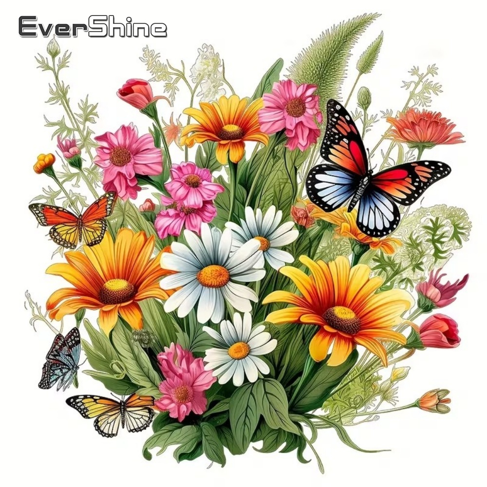 Resin Art Wallpaper - EverShine Vollquadratische und runde Diamant-Malerei Blumen-Sets,